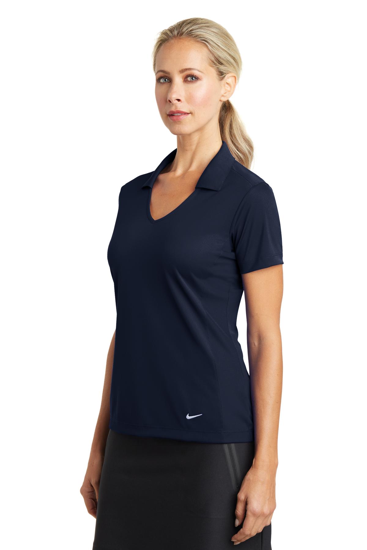 Marine Nike Women's Dri-FIT Vertical Mesh Polo. 637165 plain