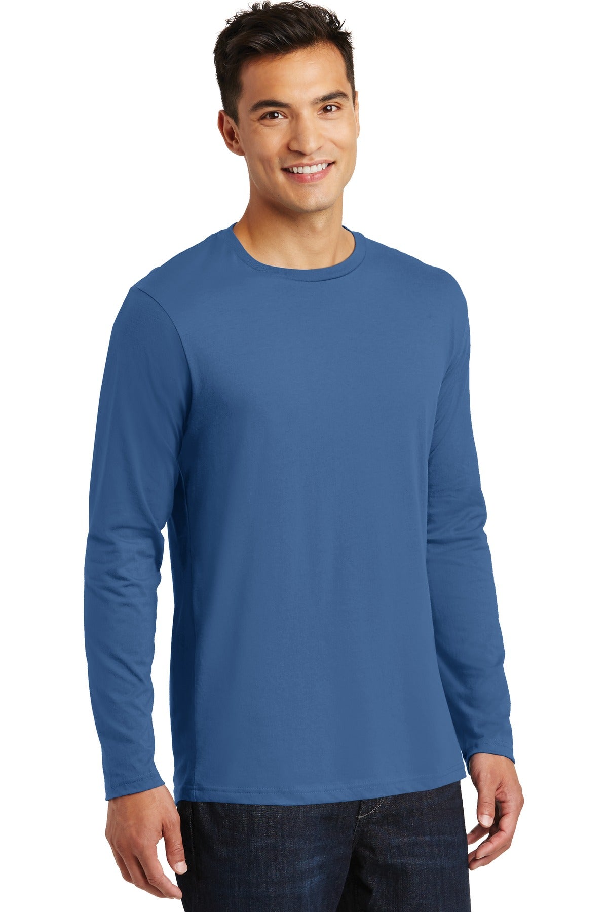 Maritime Blue District Perfect Weight Long Sleeve Tee. DT105 plain