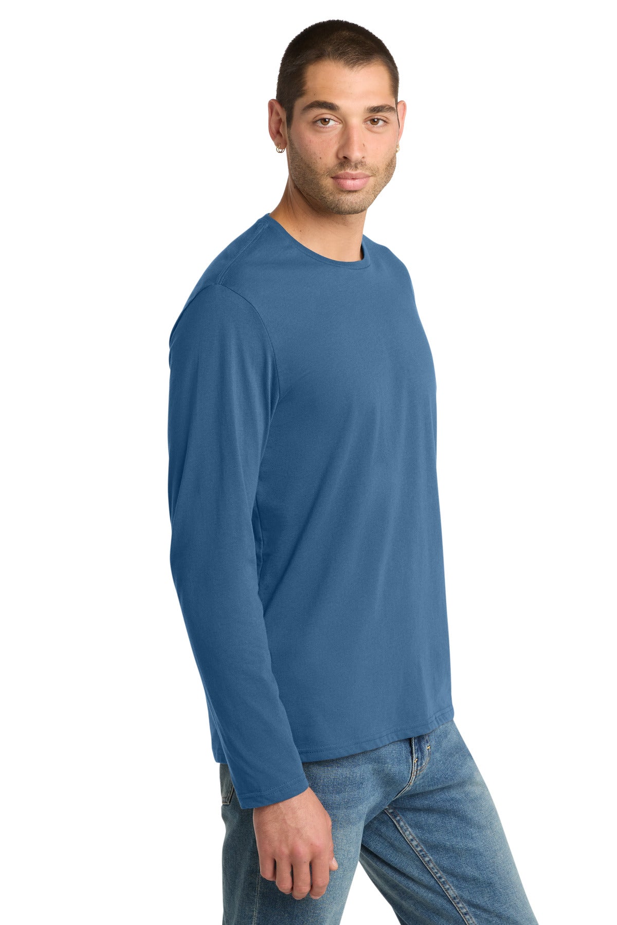 Maritime Blue District Perfect Weight Long Sleeve Tee. DT105 plain