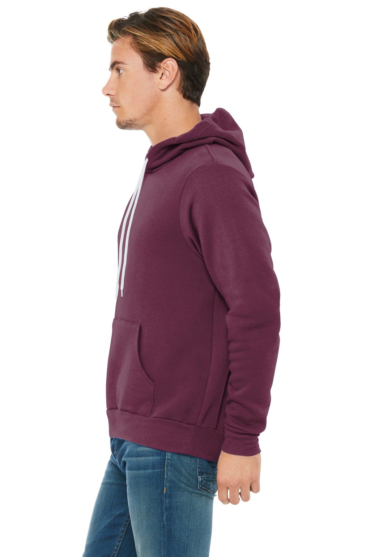 Maroon BELLA+CANVAS Unisex Sponge Fleece Pullover Hoodie. BC3719 plain