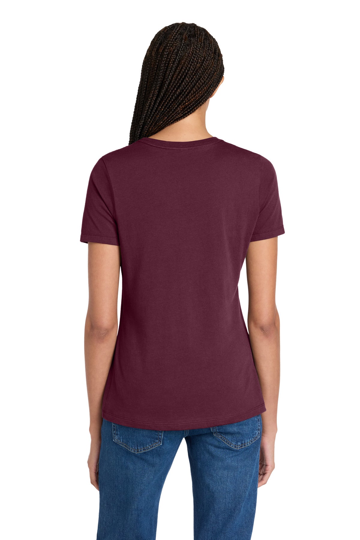 Maroon BELLA+CANVAS Women's Relaxed Jersey Short Sleeve Tee. BC6400 plain
