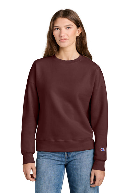 Maroon Champion Women's Powerblend Crewneck Sweatshirt SL650 plain
