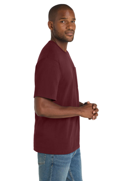 Maroon CornerStone Workwear Pocket Tee CS430 plain
