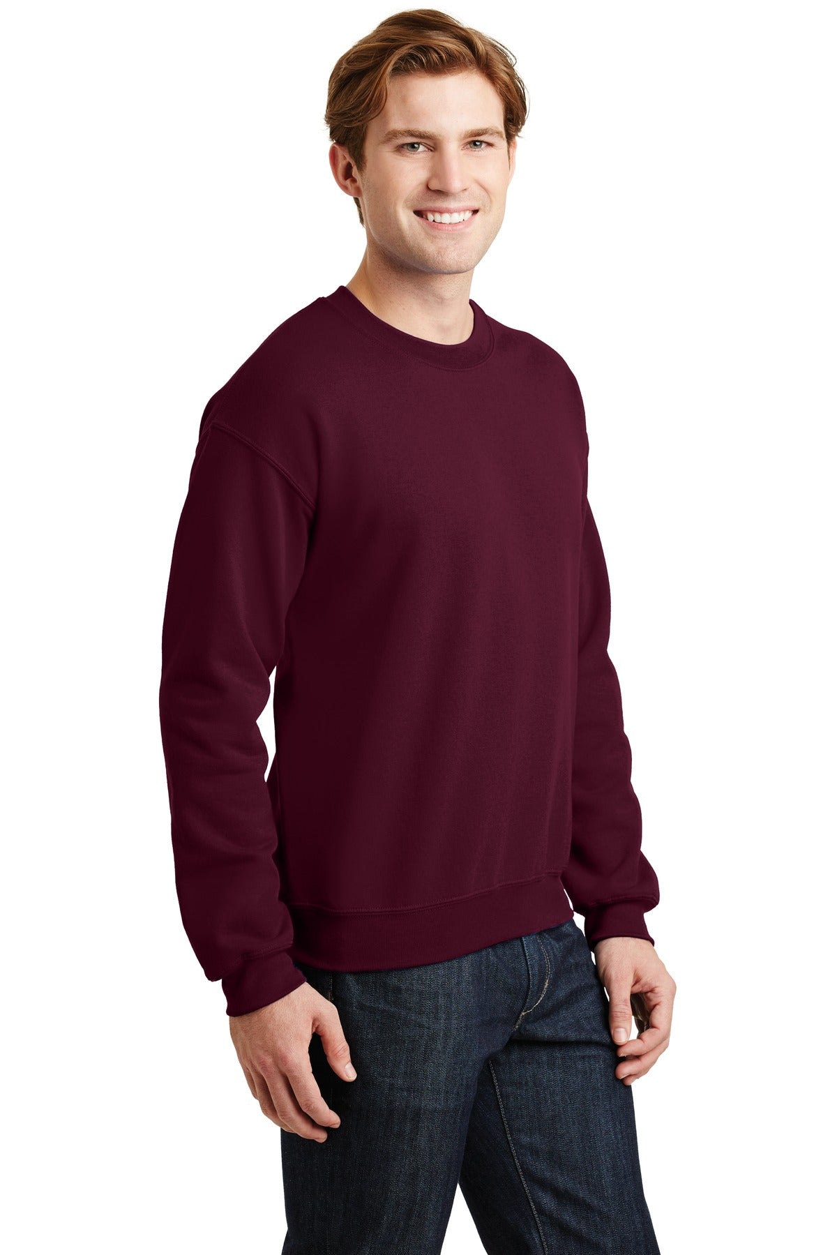 Maroon Gildan Heavy Blend Crewneck Sweatshirt. 18000 plain