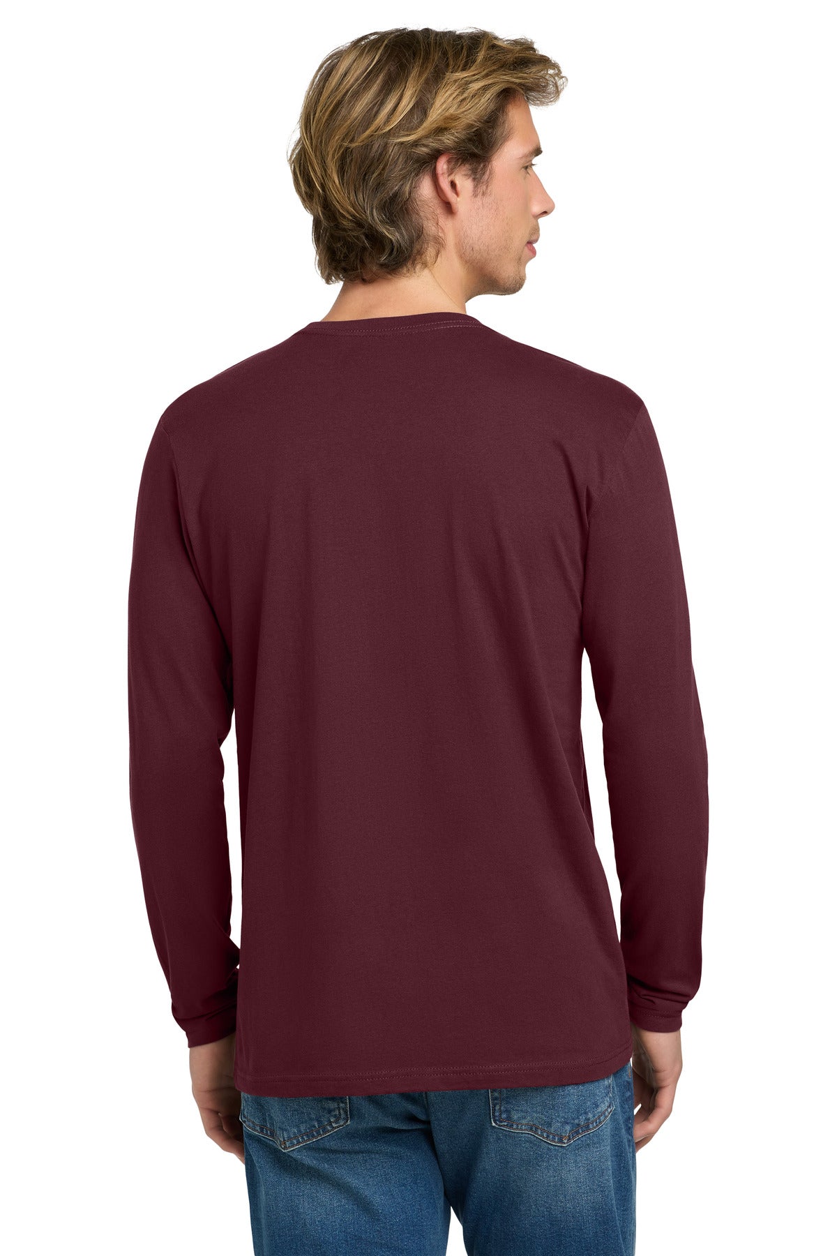 Maroon Next Level Apparel Cotton Long Sleeve Tee. NL3601 plain