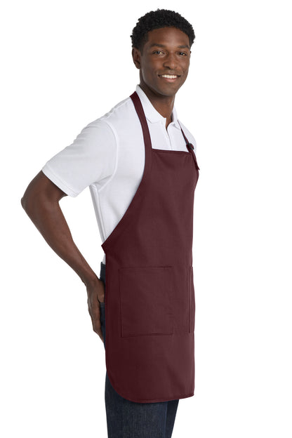 Maroon Port Authority Full-Length Apron with Pockets. A500