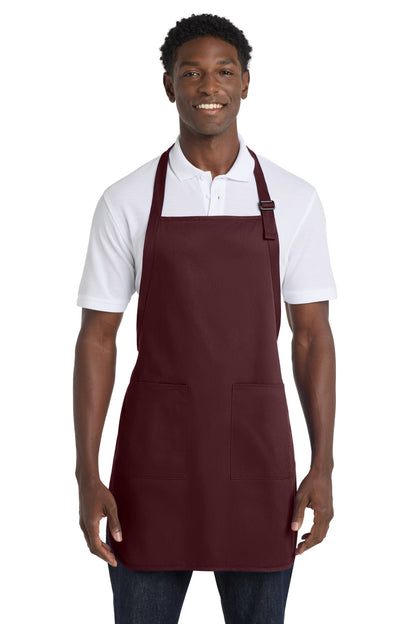 Maroon Port Authority Full-Length Apron with Pockets. A500