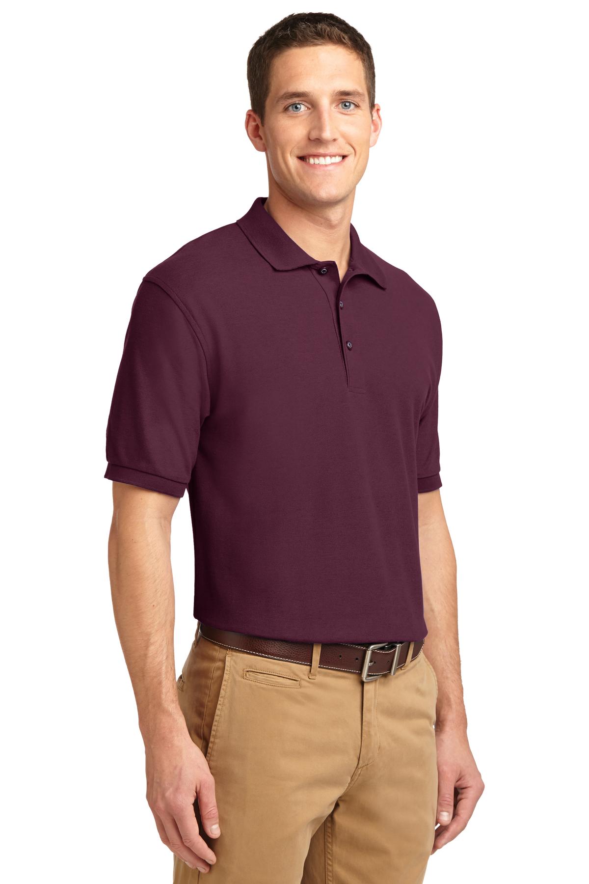 Maroon Port Authority Silk Touch Polo K500 plain