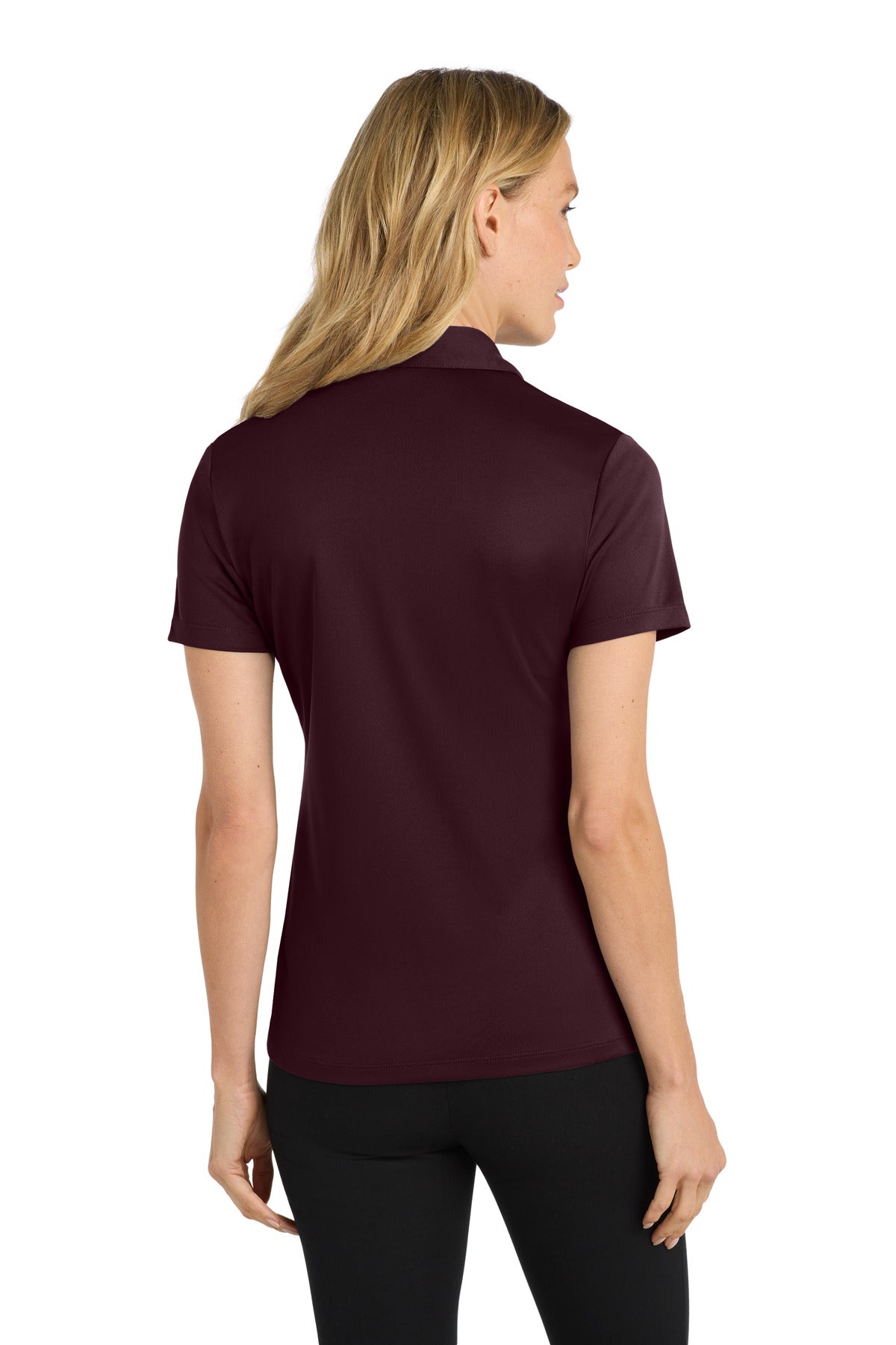 Maroon Port Authority Women's Silk Touch Performance Polo. L540 plain