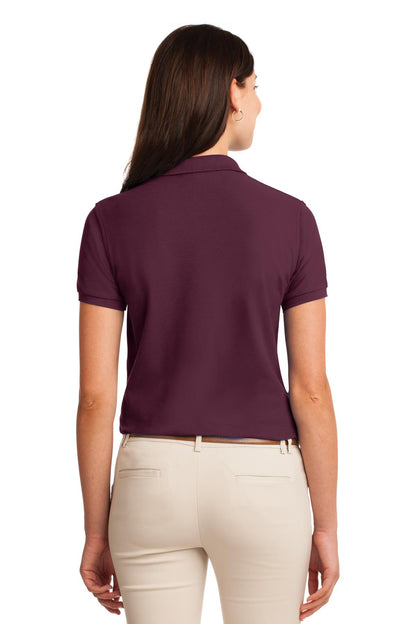 Maroon Port Authority Women's Silk Touch Polo. L500 plain