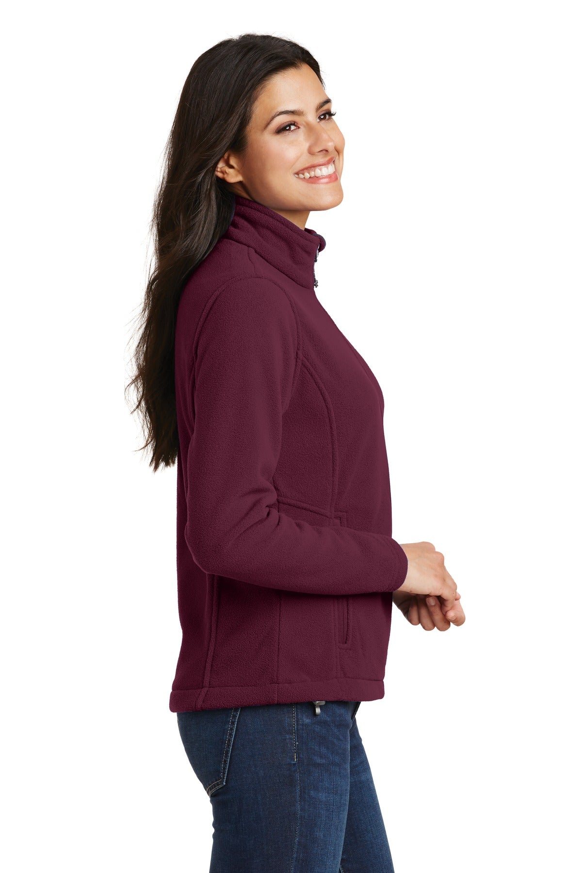 Maroon Port Authority Women's Value Fleece Jacket. L217 plain