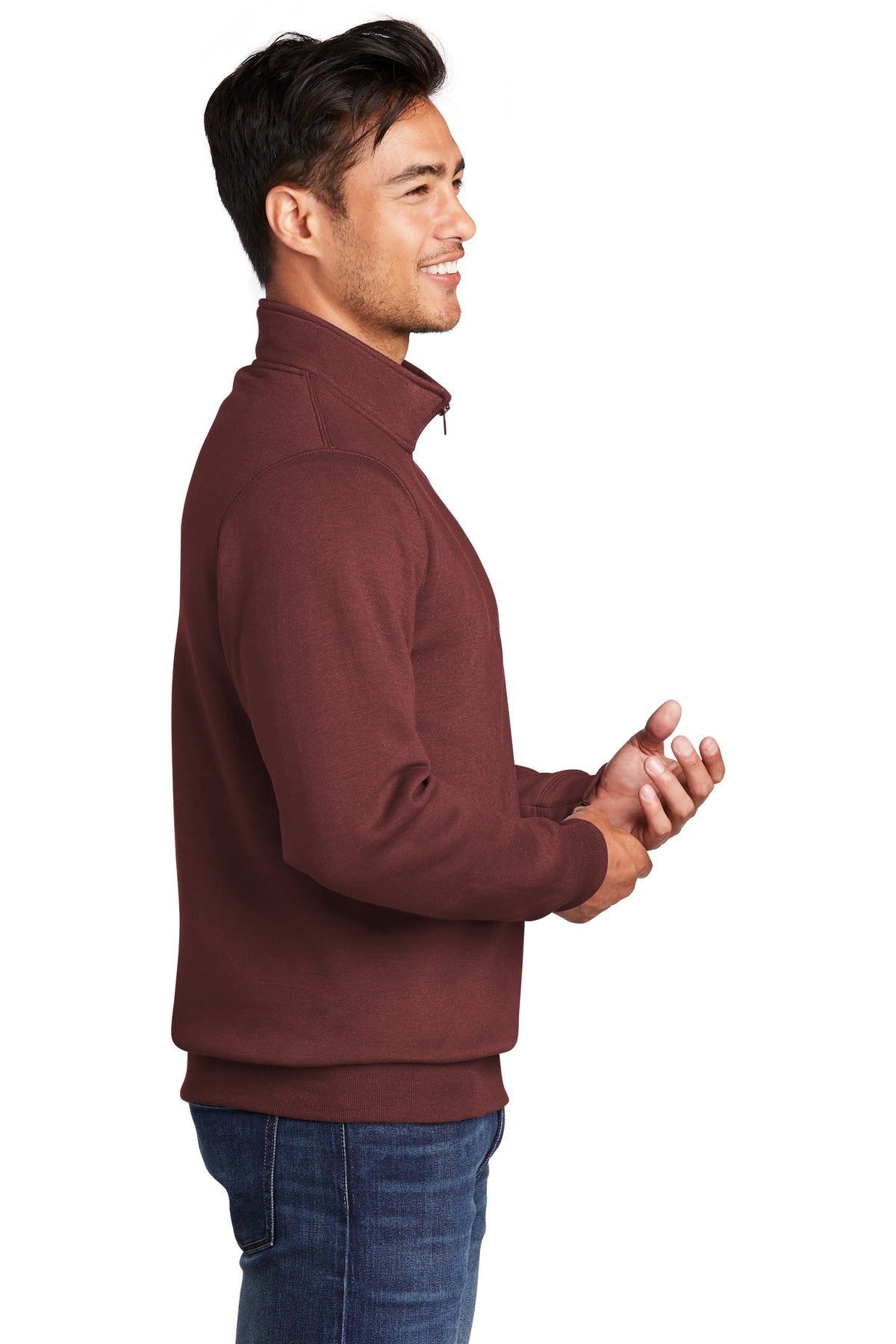 Maroon Port & Co Core Fleece 1/4-Zip Pullover Sweatshirt PC78Q
