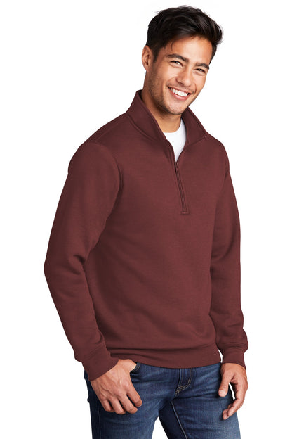 Maroon Port & Co Core Fleece 1/4-Zip Pullover Sweatshirt PC78Q