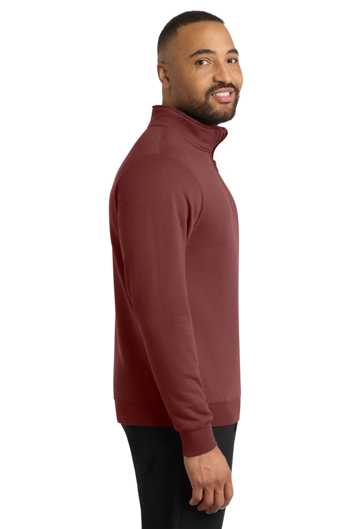 Maroon Port & Co Core Fleece 1/4-Zip Pullover Sweatshirt PC78Q