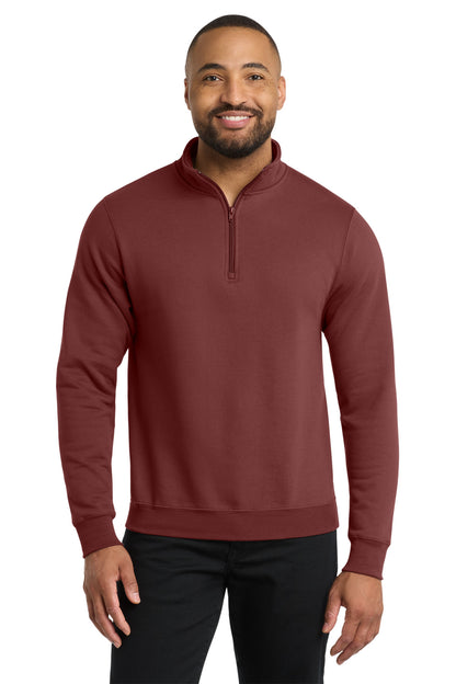 Maroon Port & Co Core Fleece 1/4-Zip Pullover Sweatshirt PC78Q