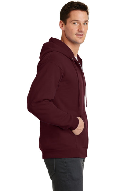 Maroon Port & Co Core Fleece Full-Zip Hooded Sweatshirt. PC78ZH plain