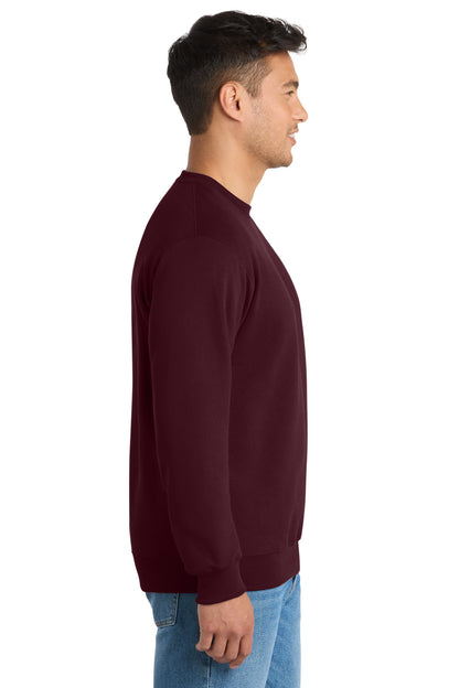 Maroon Port & Co Essential Fleece Crewneck Sweatshirt. PC90 plain