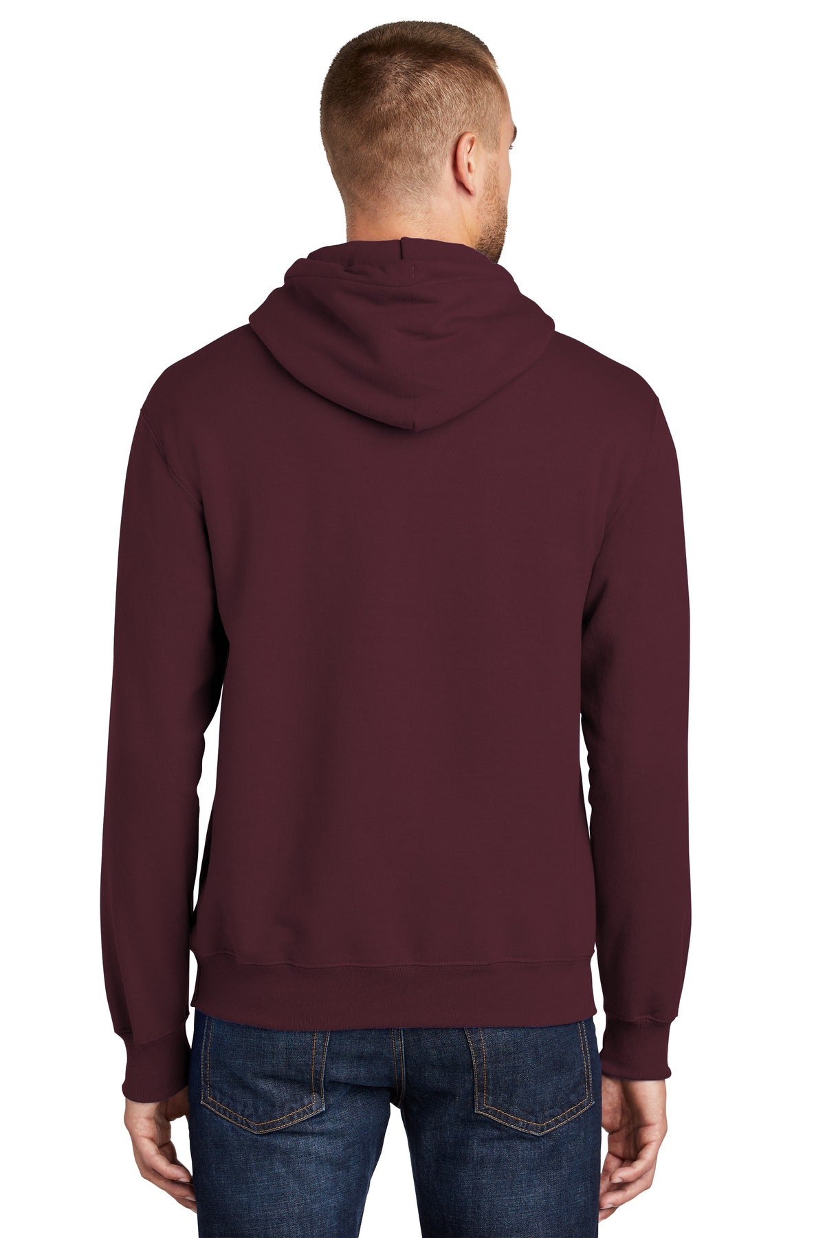 Maroon Port & Co Tall Essential Fleece Pullover Hooded Sweatshirt. PC90HT plain