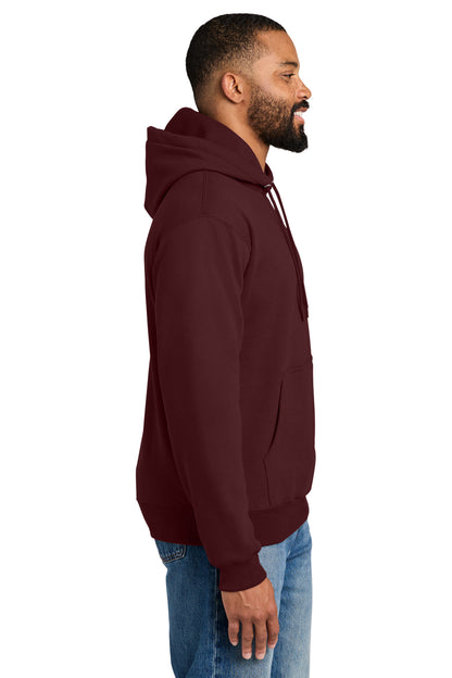 Maroon Port & Co Tall Essential Fleece Pullover Hooded Sweatshirt. PC90HT plain