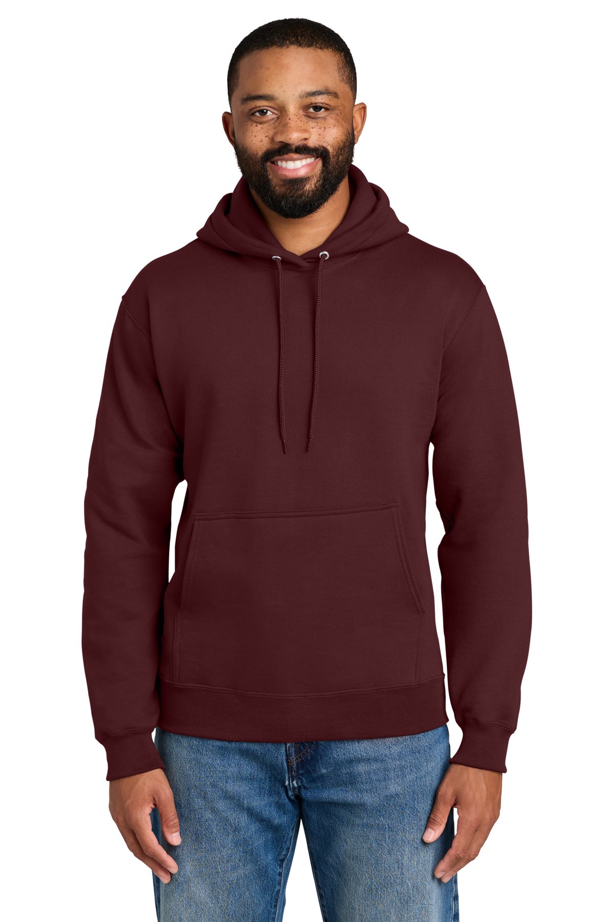 Maroon Port & Co Tall Essential Fleece Pullover Hooded Sweatshirt. PC90HT plain