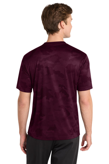 Maroon Sport-Tek CamoHex Tee. ST370 plain