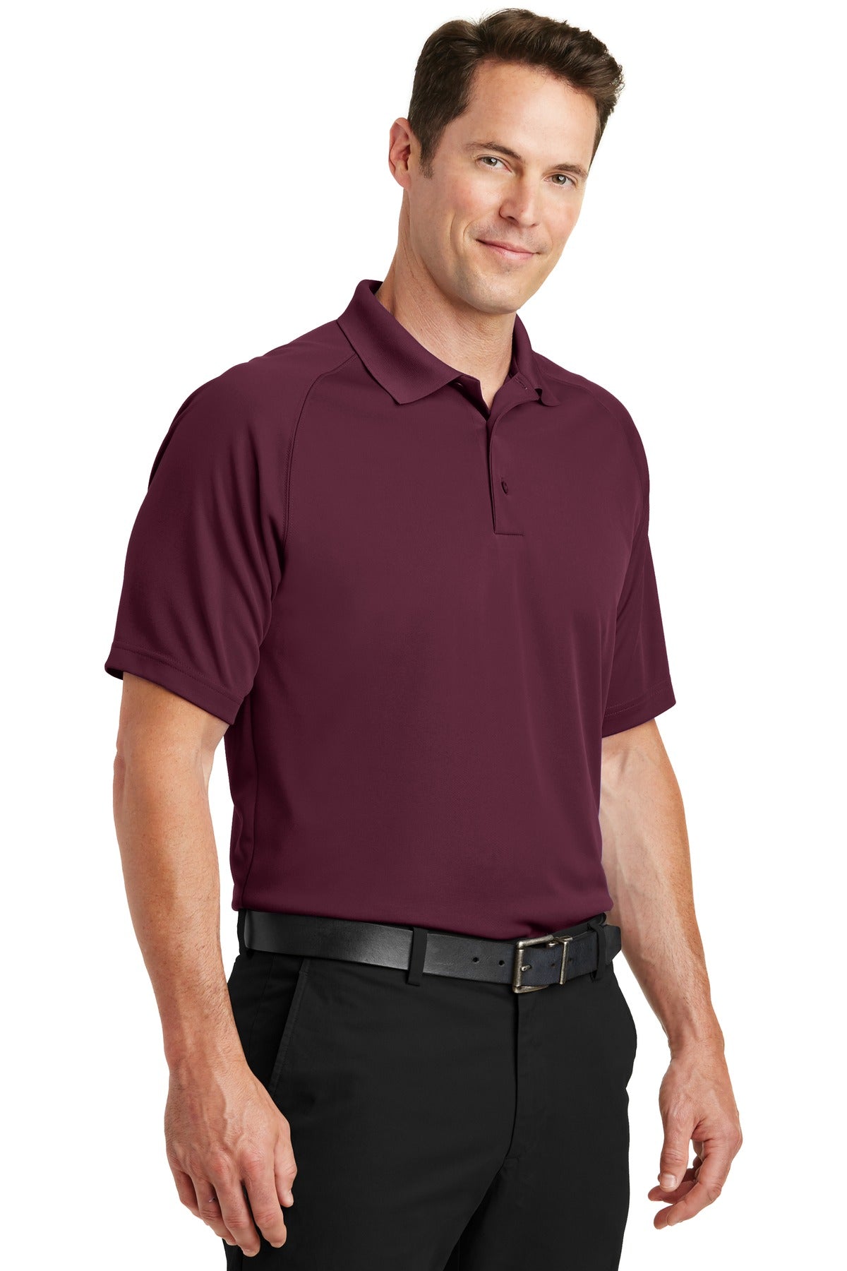 Maroon Sport-Tek Dry Zone Raglan Polo. T475 plain