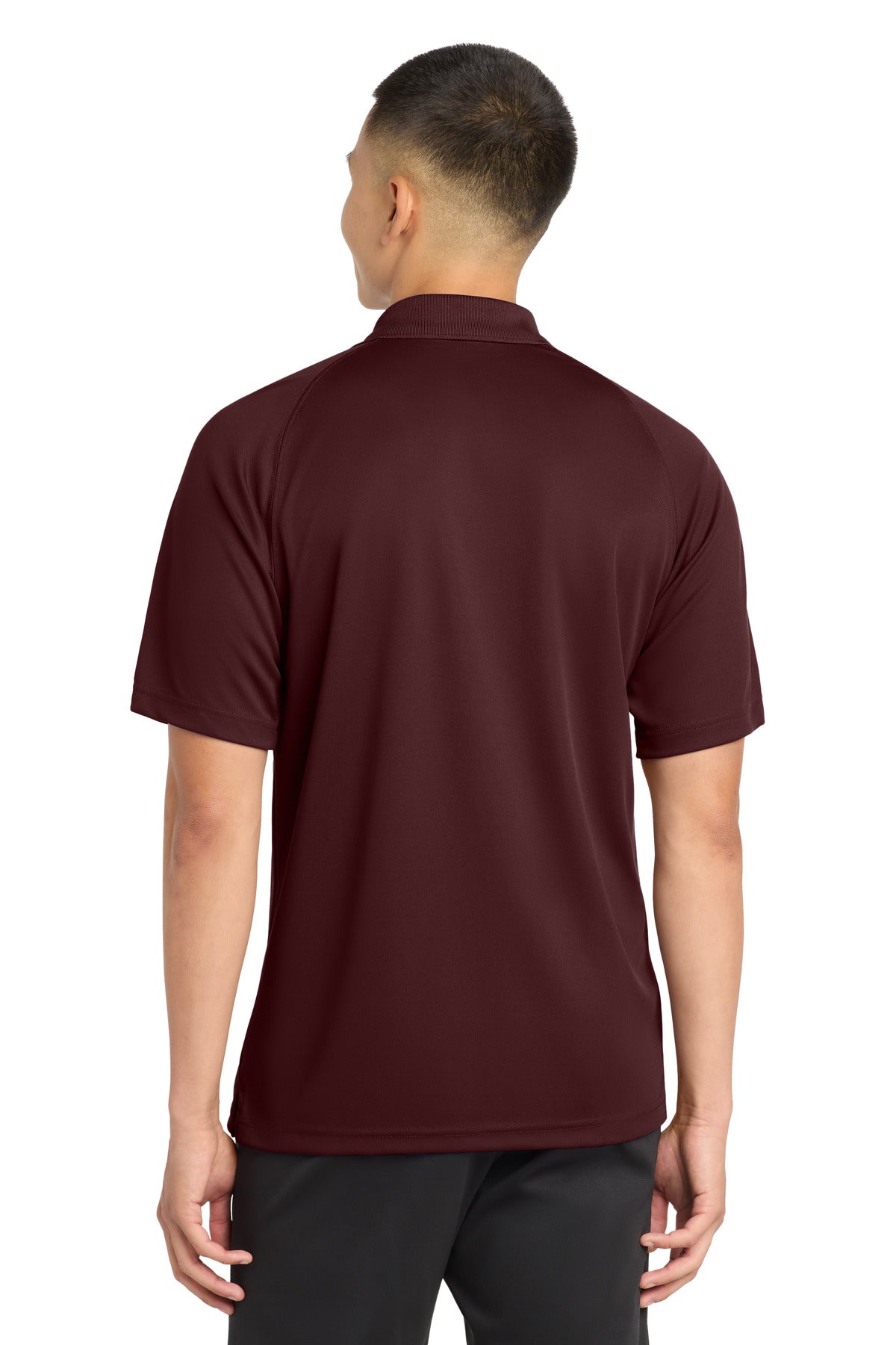Maroon Sport-Tek Dry Zone Raglan Polo. T475 plain