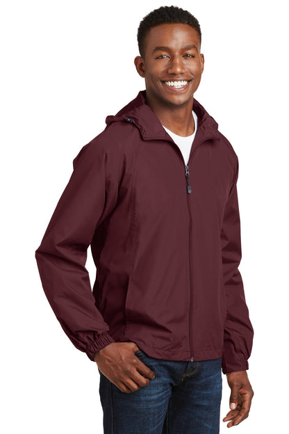 Maroon Sport-Tek Hooded Raglan Jacket. JST73 plain