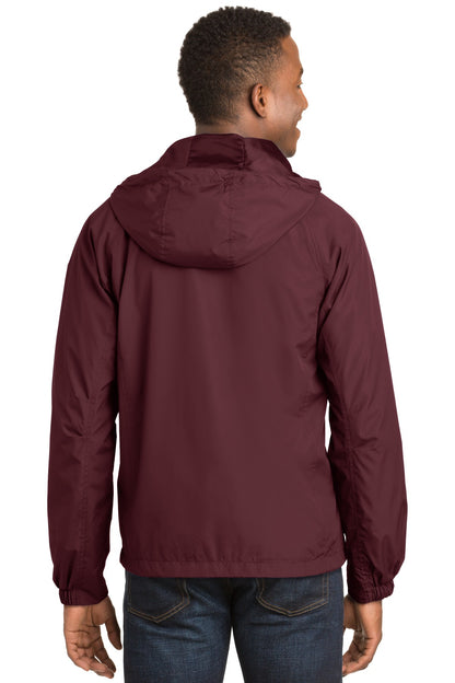 Maroon Sport-Tek Hooded Raglan Jacket. JST73 plain