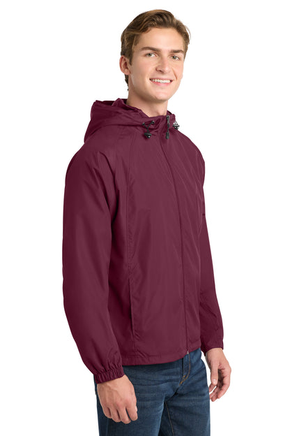 Maroon Sport-Tek Hooded Raglan Jacket. JST73 plain