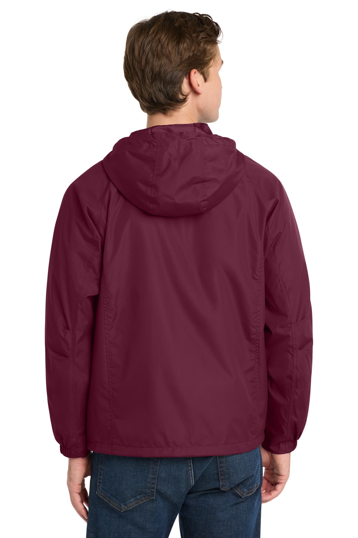 Maroon Sport-Tek Hooded Raglan Jacket. JST73 plain