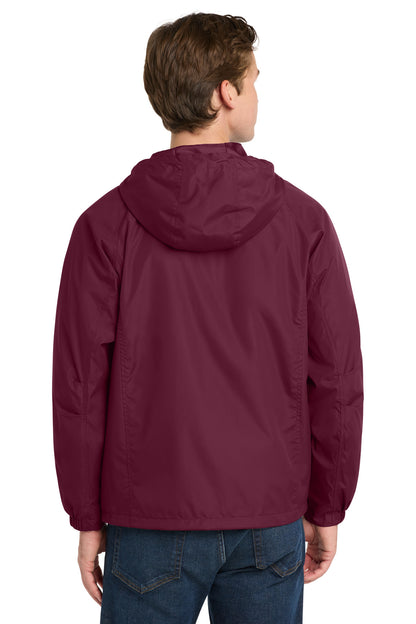Maroon Sport-Tek Hooded Raglan Jacket. JST73 plain