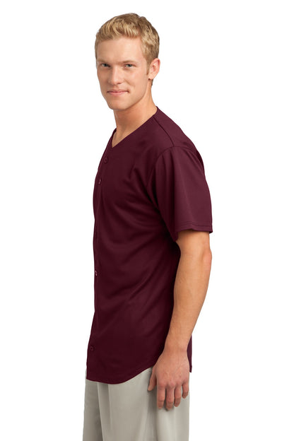 Maroon Sport-Tek PosiCharge Tough Mesh Full-Button Jersey. ST220 plain