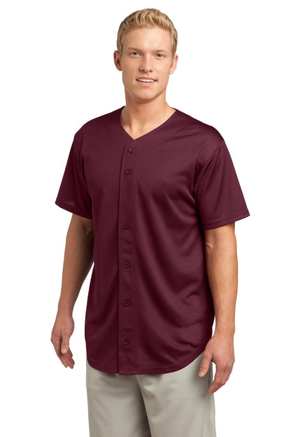 Maroon Sport-Tek PosiCharge Tough Mesh Full-Button Jersey. ST220 plain