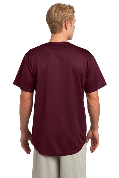Maroon Sport-Tek PosiCharge Tough Mesh Full-Button Jersey. ST220 plain