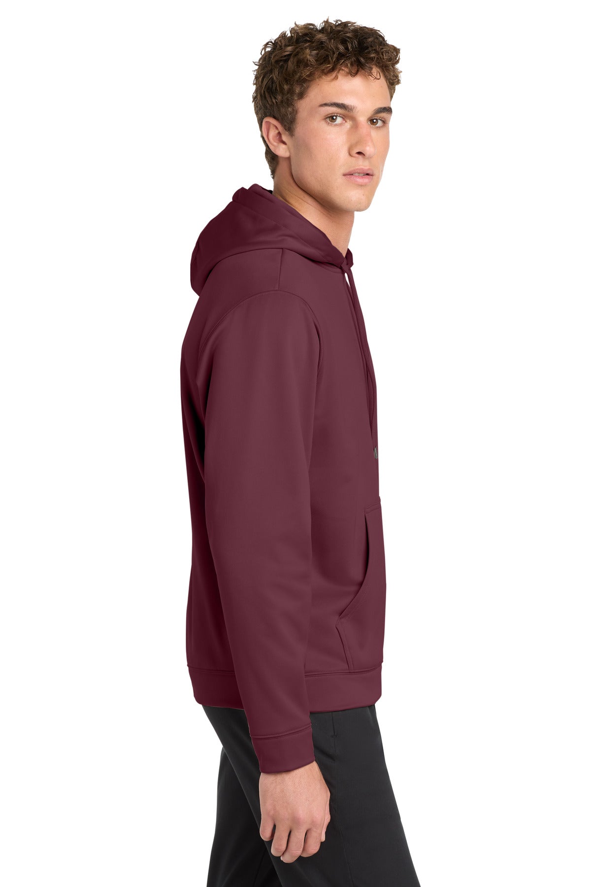 Maroon Sport-Tek Sport-Wick Fleece Hooded Pullover. F244 plain