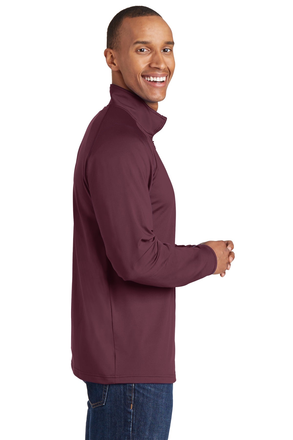 Maroon Sport-Tek Sport-Wick Stretch 1/4-Zip Pullover. ST850 plain