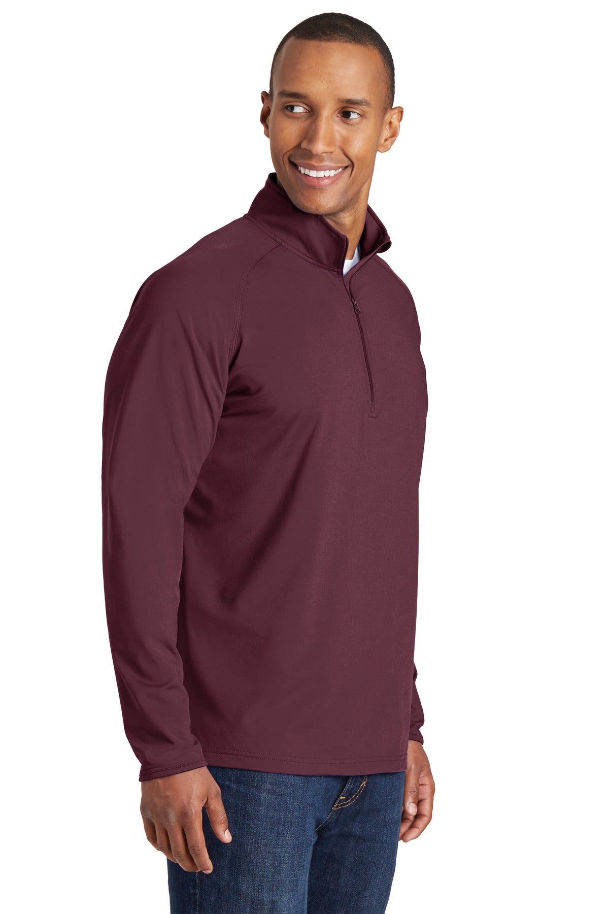 Maroon Sport-Tek Sport-Wick Stretch 1/4-Zip Pullover. ST850 plain