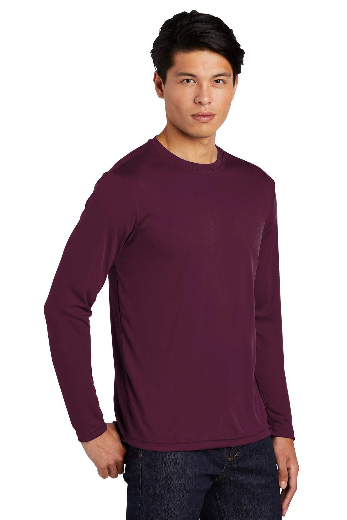Maroon Sport-Tek Tall Long Sleeve PosiCharge Competitor Tee. TST350LS plain