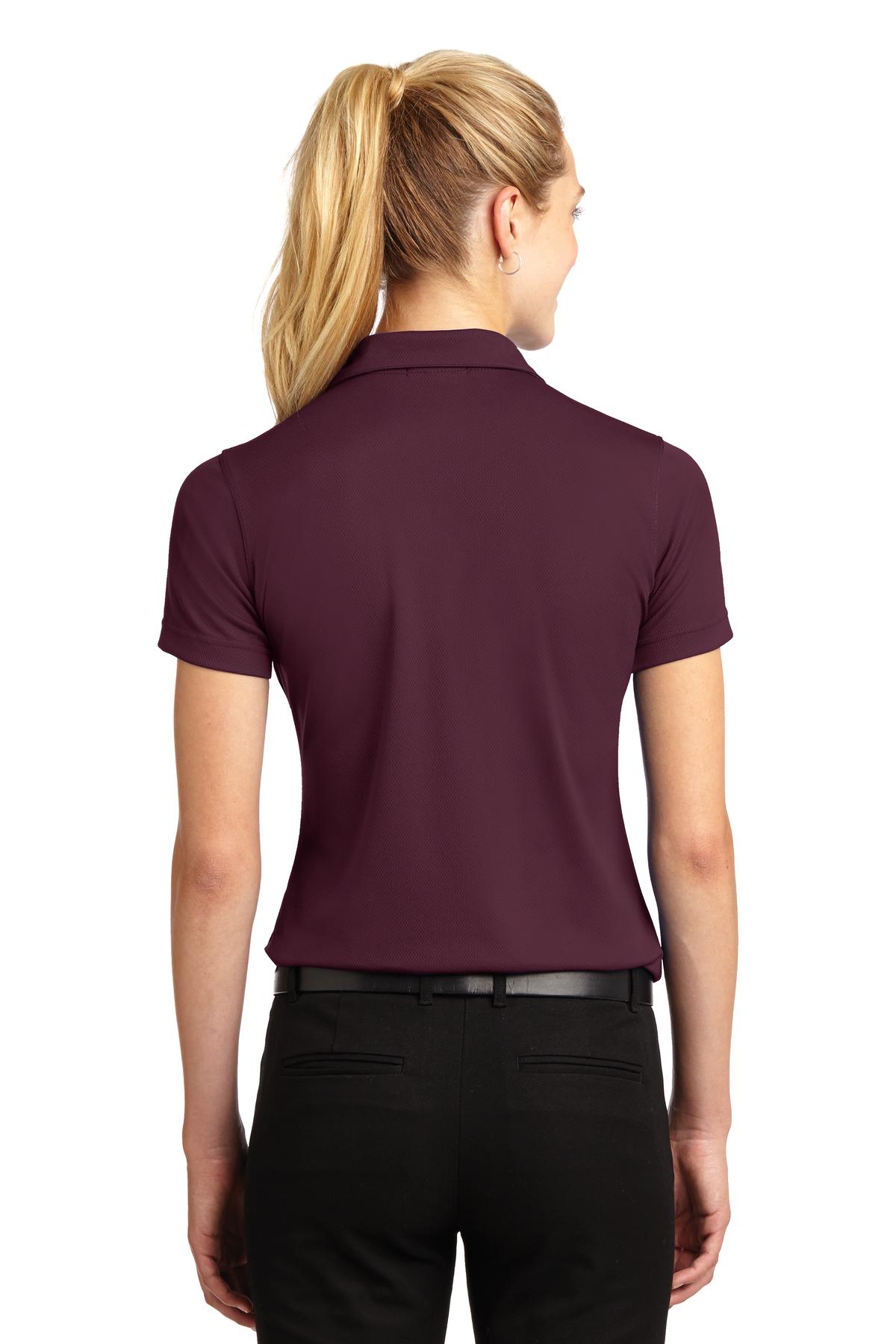 Maroon Sport-Tek Women's Dri-Mesh V-Neck Polo. L469 plain
