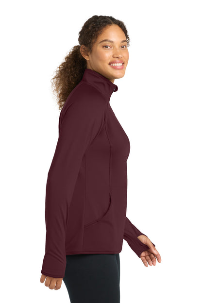 Maroon Sport-Tek Women's Sport-Wick Stretch 1/4-Zip Pullover. LST850 plain