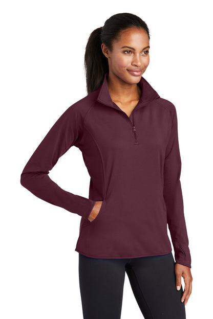 Maroon Sport-Tek Women's Sport-Wick Stretch 1/4-Zip Pullover. LST850 plain