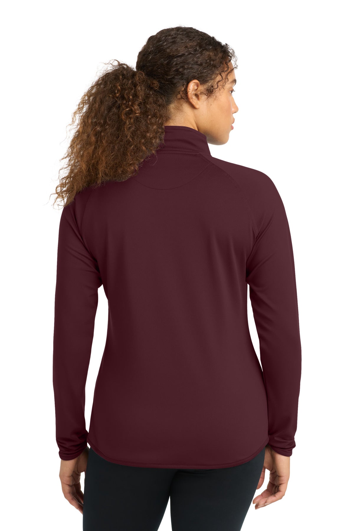 Maroon Sport-Tek Women's Sport-Wick Stretch 1/4-Zip Pullover. LST850 plain