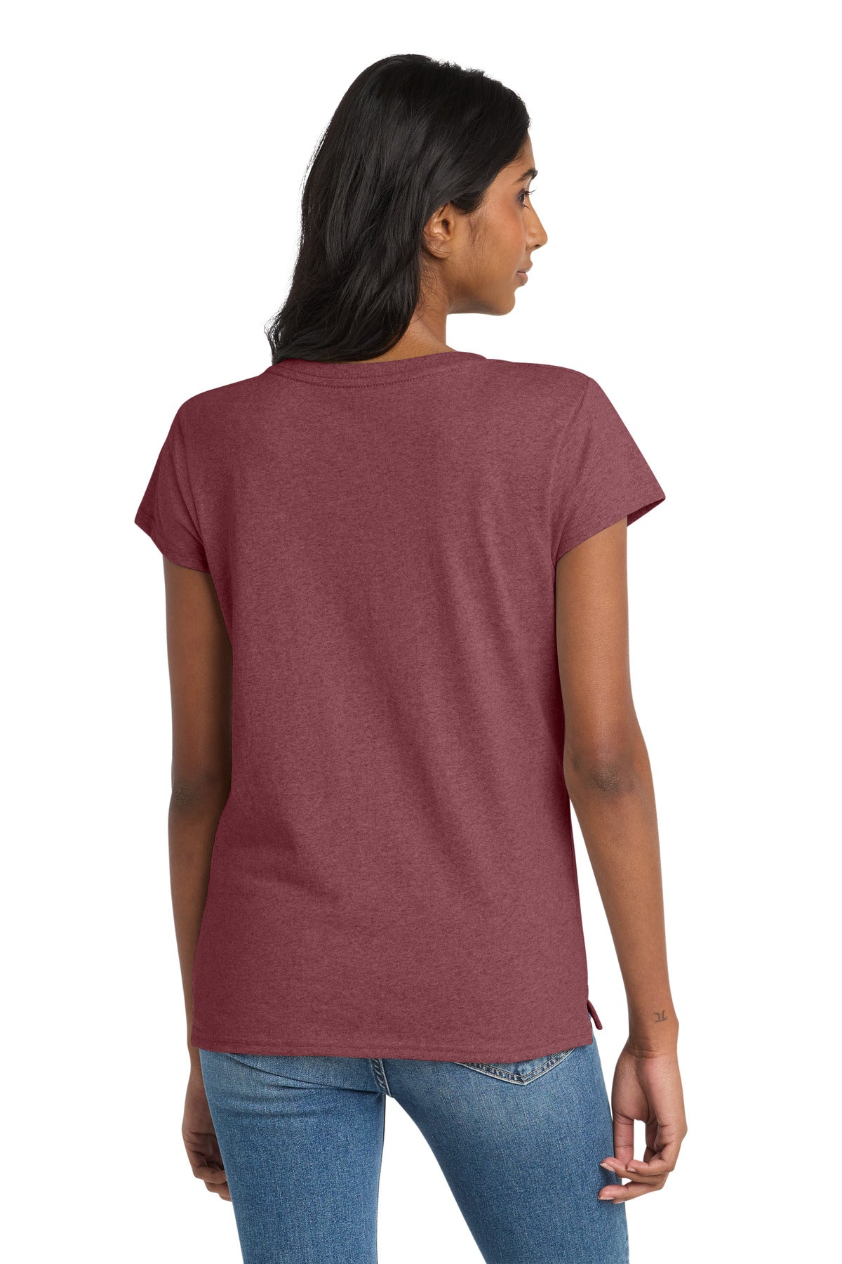 MaroonHthr District Women's Re-Tee V-Neck DT8001 plain