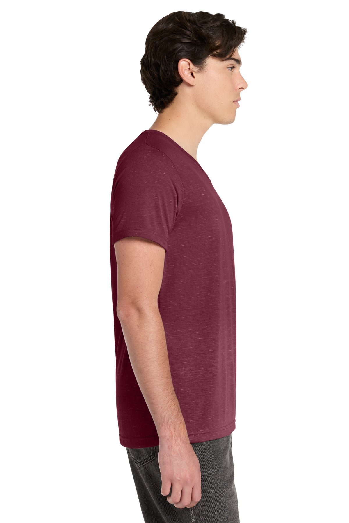 MaroonMrbl BELLA+CANVAS Unisex Textured Jersey V-Neck Tee BC3655 plain