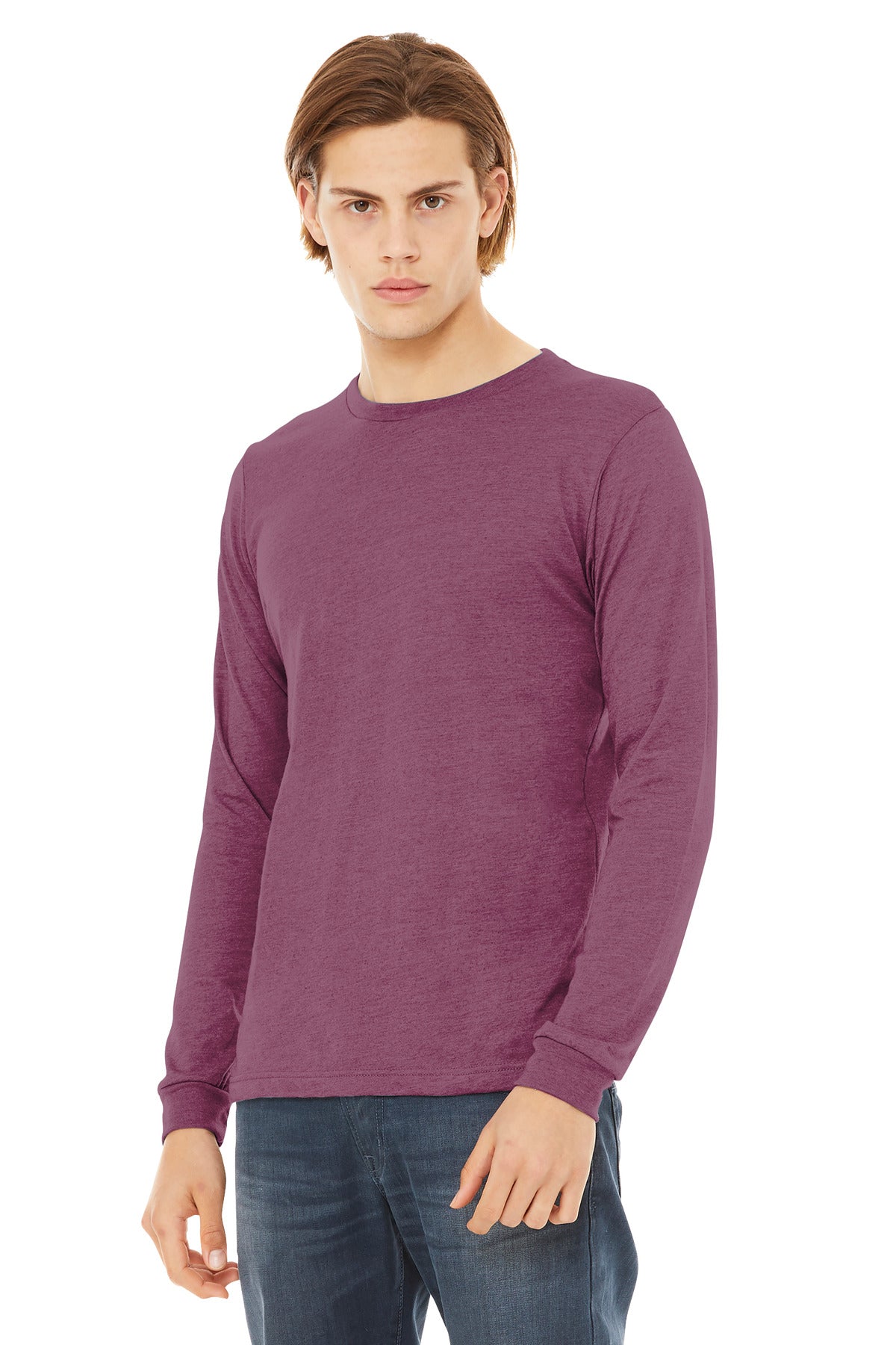 MaroonTB BELLA+CANVAS Unisex Triblend Long Sleeve Tee BC3513 plain