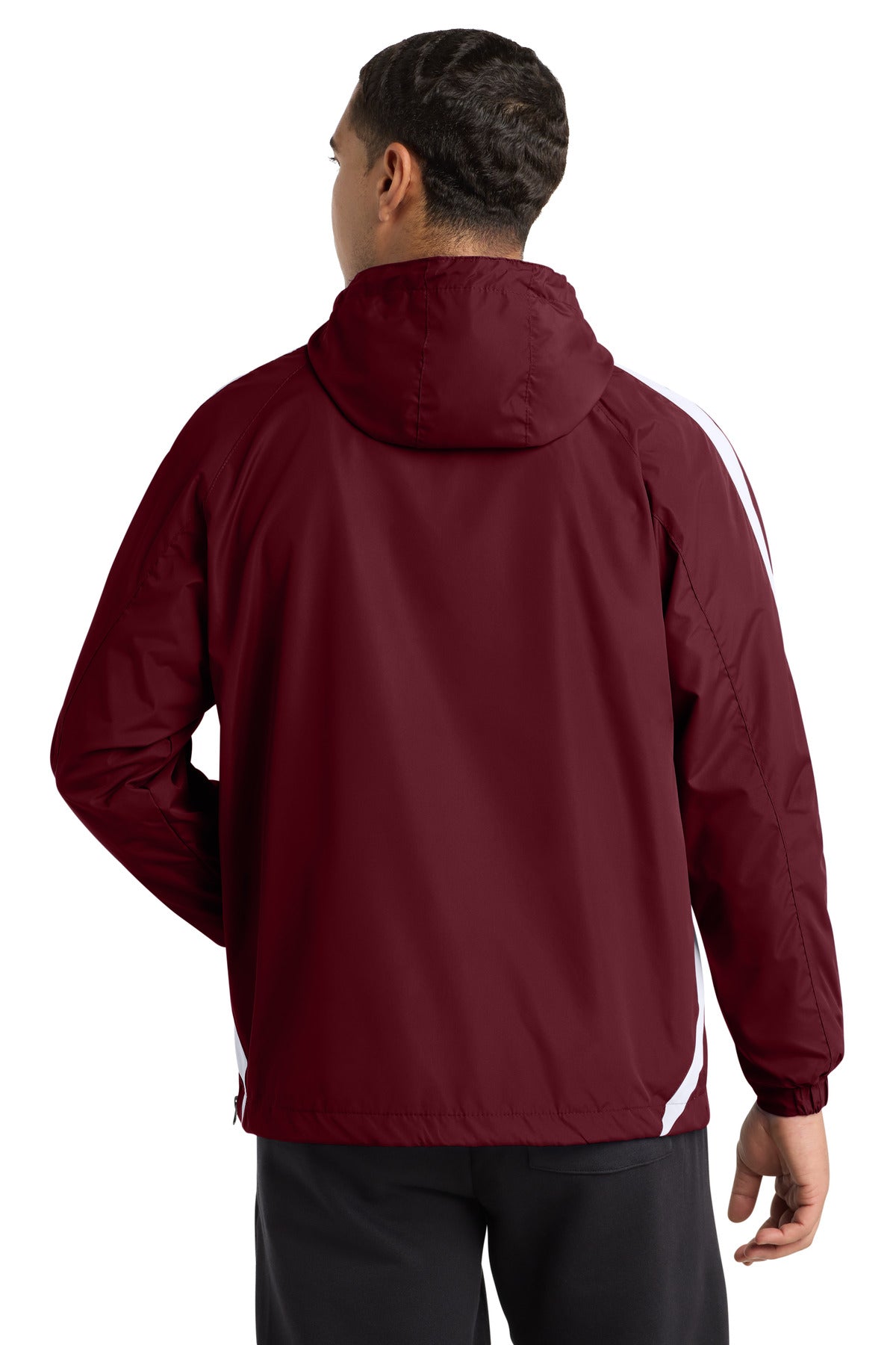 Maroon/White Sport-Tek Colorblock Raglan Anorak. JST63 plain