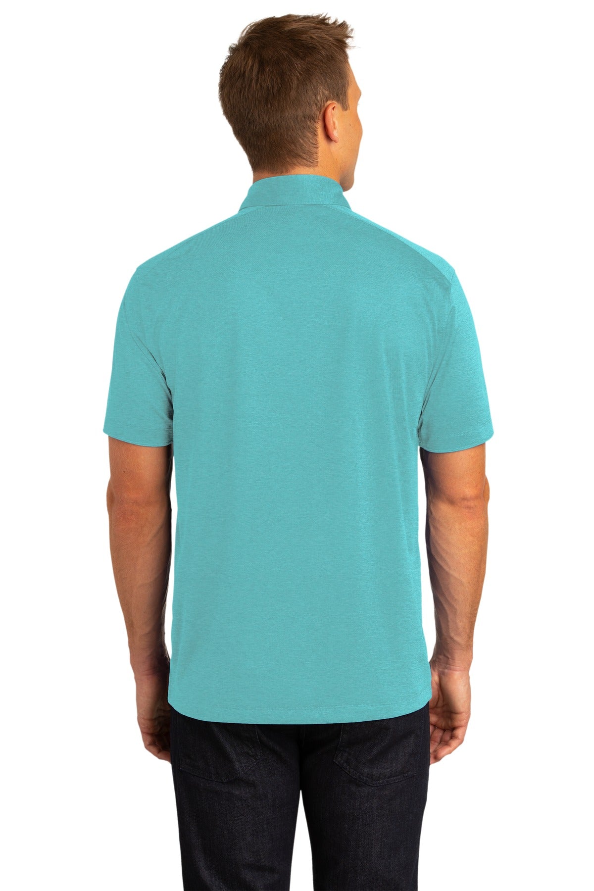 Maui Blue Port Authority Digi Heather Performance Polo. K574 plain