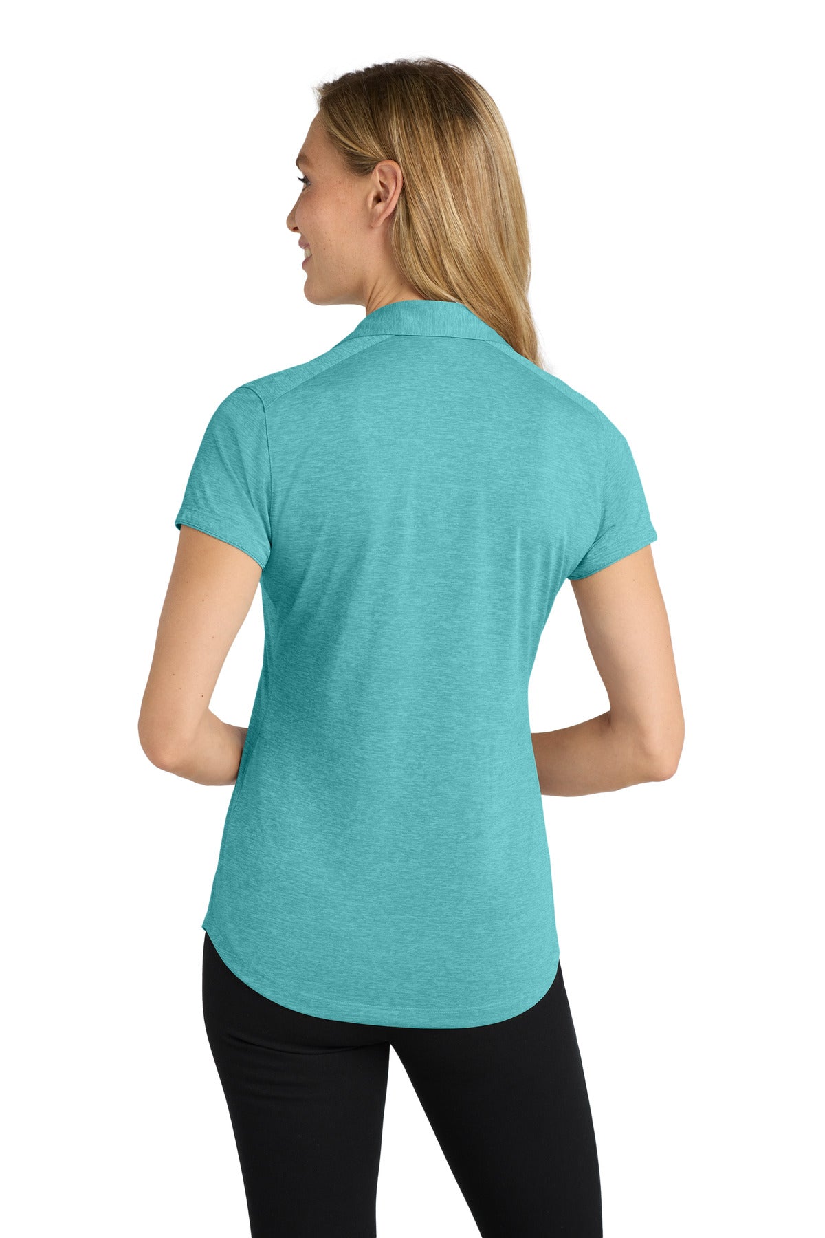 Maui Blue Port Authority Women's Digi Heather Performance Polo. L574 plain