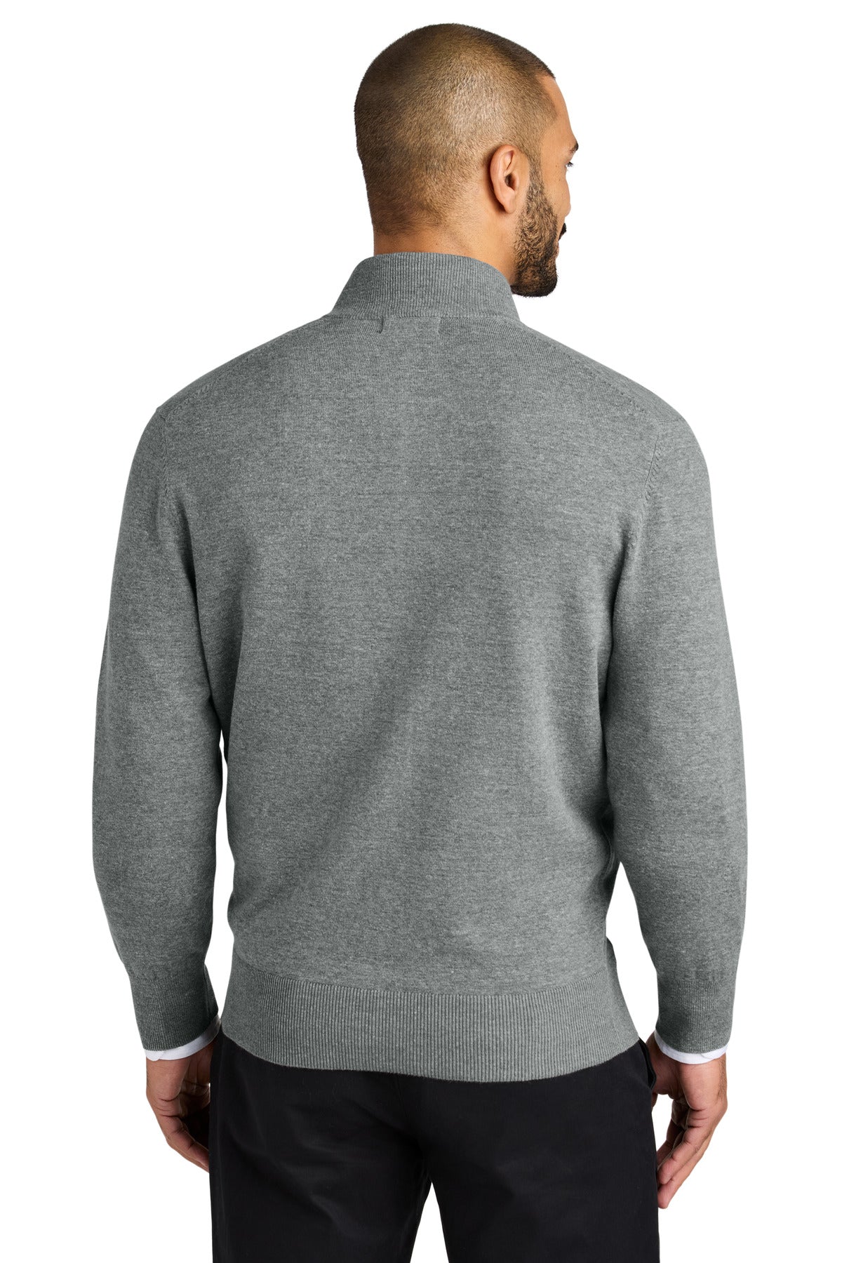 MdHtGrey Port Authority Easy Care Full-Zip Sweater SW2901 plain